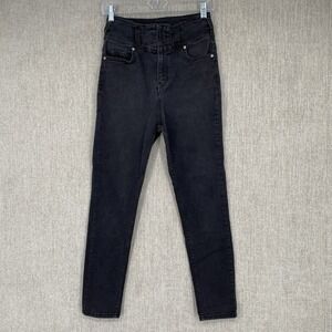 Free People We The Free Jeans Women 28 Black Skinny High Rise Faded Denim Grunge